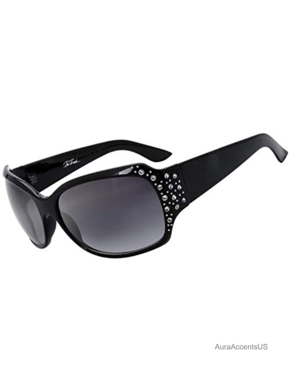 Oversized Rhinestone Sunglasses UV400 Wrap Around Gradient Lens Gift Box